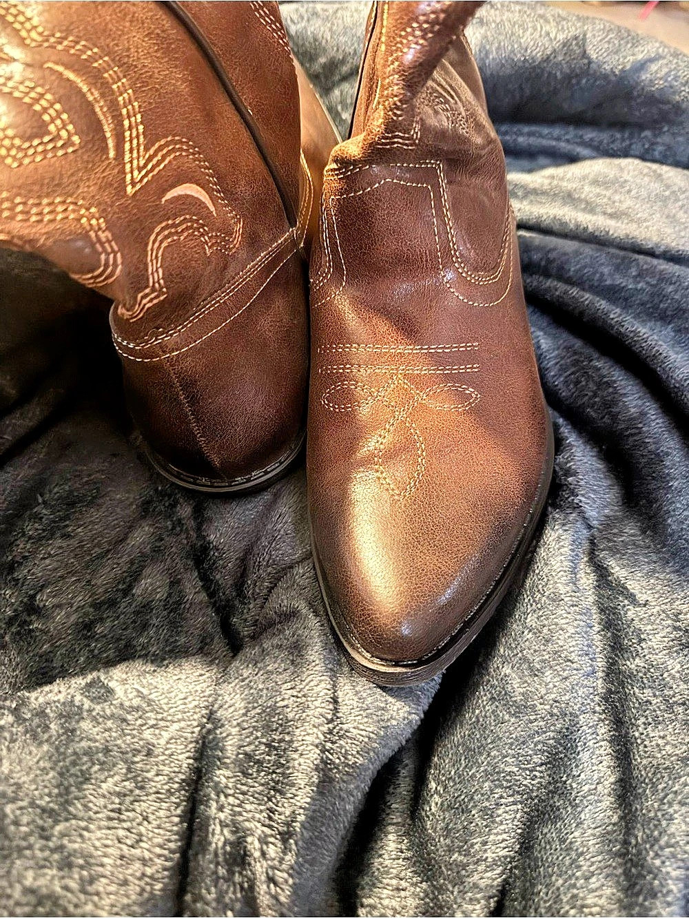 Brown Embroidered Heeled Boots US 11